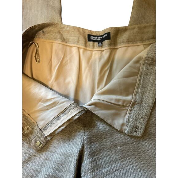 Jones New York Collection Pants Slacks Trousers SZ 16 Linen Brown Straight Leg - Picture 6 of 9